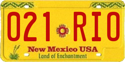NM license plate 021RIO