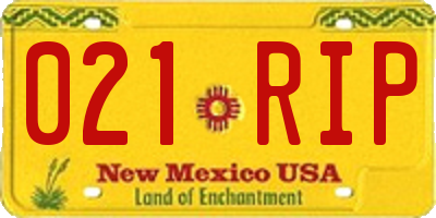 NM license plate 021RIP