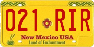 NM license plate 021RIR