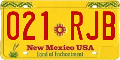 NM license plate 021RJB