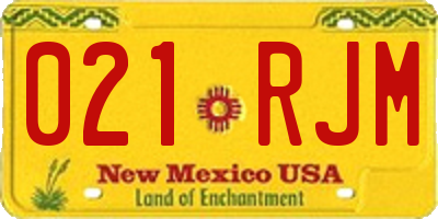 NM license plate 021RJM