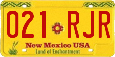 NM license plate 021RJR