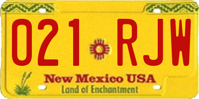 NM license plate 021RJW