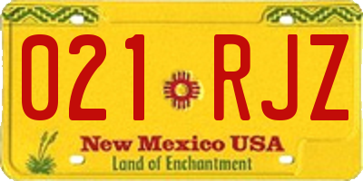 NM license plate 021RJZ