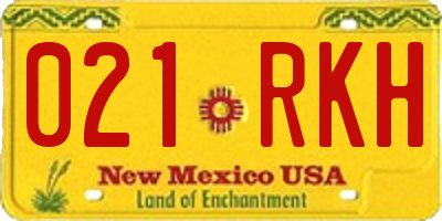 NM license plate 021RKH
