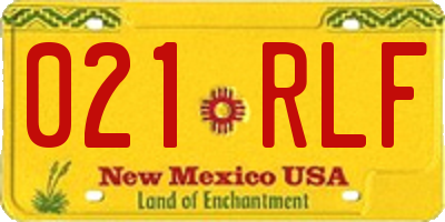NM license plate 021RLF