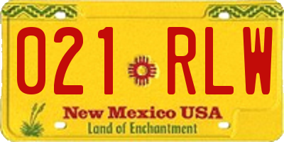 NM license plate 021RLW