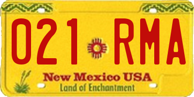 NM license plate 021RMA