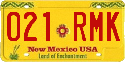 NM license plate 021RMK