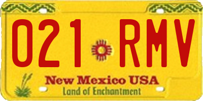 NM license plate 021RMV