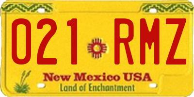 NM license plate 021RMZ