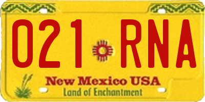 NM license plate 021RNA