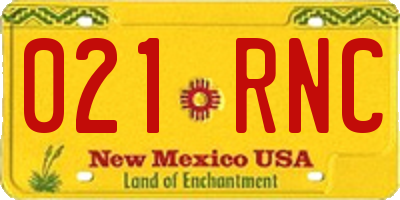 NM license plate 021RNC