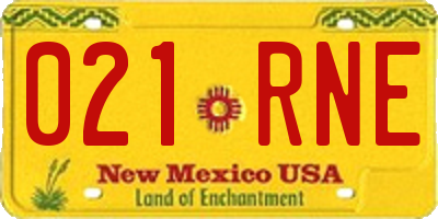NM license plate 021RNE