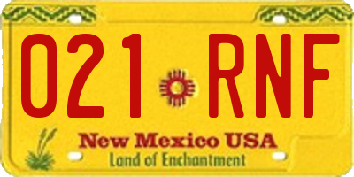 NM license plate 021RNF