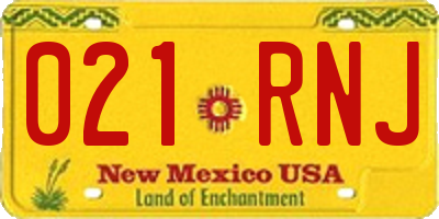 NM license plate 021RNJ