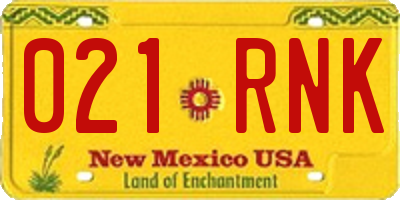 NM license plate 021RNK