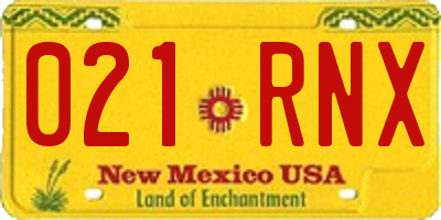 NM license plate 021RNX