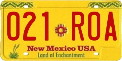 NM license plate 021ROA