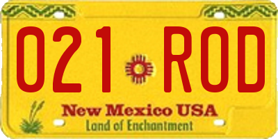 NM license plate 021ROD