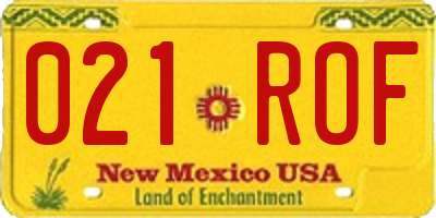 NM license plate 021ROF