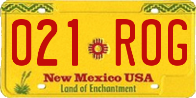 NM license plate 021ROG