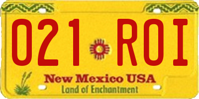 NM license plate 021ROI