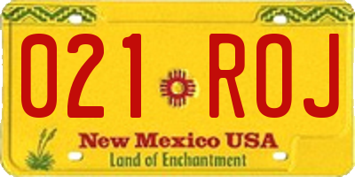 NM license plate 021ROJ
