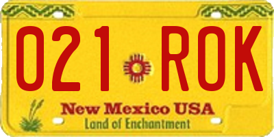 NM license plate 021ROK