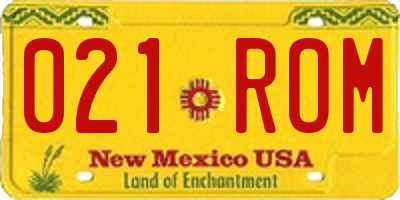 NM license plate 021ROM