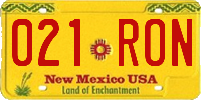 NM license plate 021RON