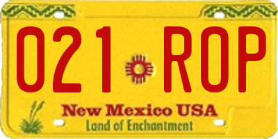 NM license plate 021ROP