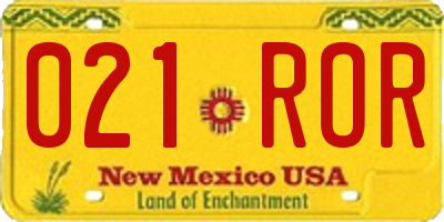 NM license plate 021ROR