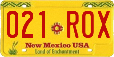 NM license plate 021ROX