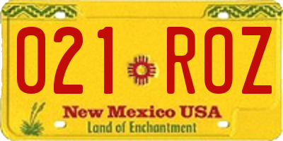 NM license plate 021ROZ