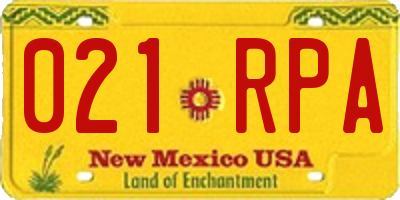 NM license plate 021RPA