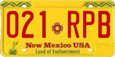 NM license plate 021RPB