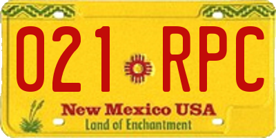 NM license plate 021RPC