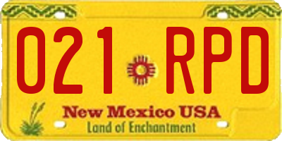 NM license plate 021RPD
