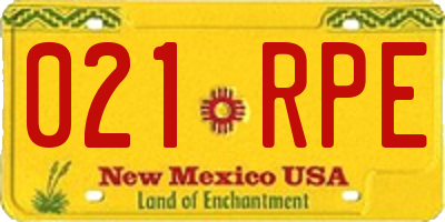 NM license plate 021RPE