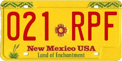 NM license plate 021RPF