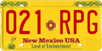 NM license plate 021RPG