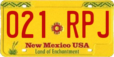 NM license plate 021RPJ