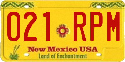 NM license plate 021RPM