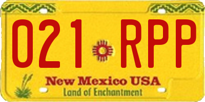 NM license plate 021RPP
