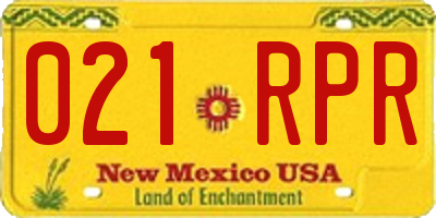 NM license plate 021RPR
