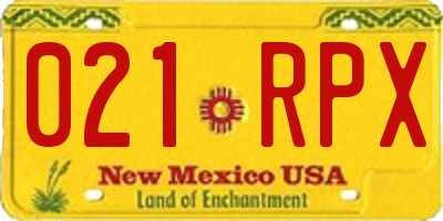 NM license plate 021RPX