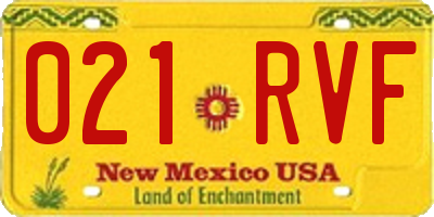 NM license plate 021RVF