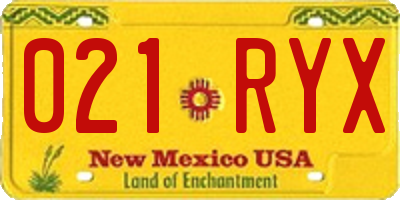NM license plate 021RYX