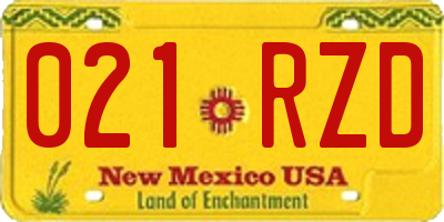 NM license plate 021RZD